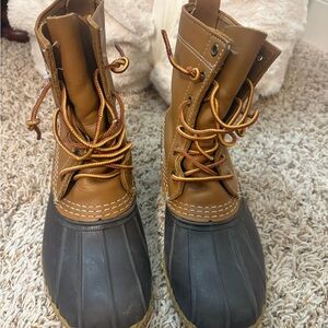 Brown and Black Llbean Duck Boots
